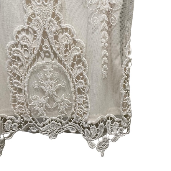 Cynthia Rowley Lace Mesh Embroidered Sleeveless Blouse Ivory Womens Size Medium - Picture 6 of 7